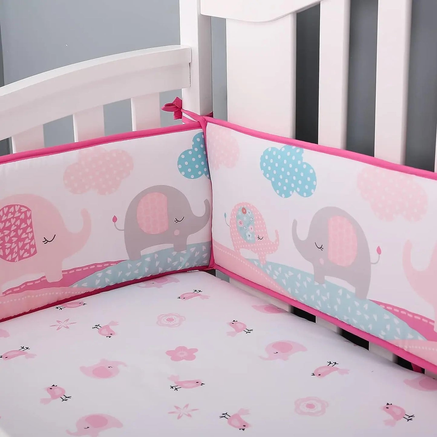 tour de lit bebe rose berceau