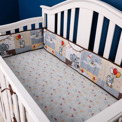 tour de lit bebe gris marron berceau blanc chambre