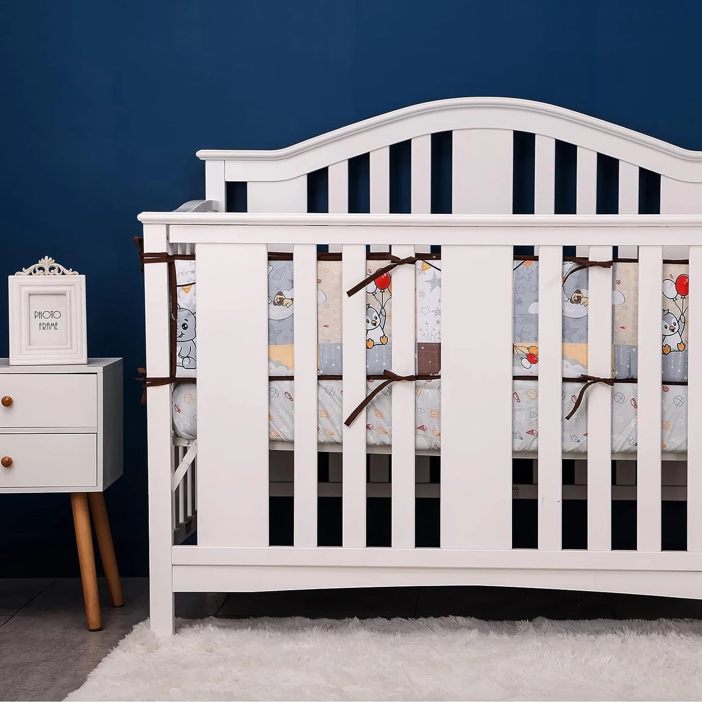 tour de lit bebe imprime gris marron berceau commode