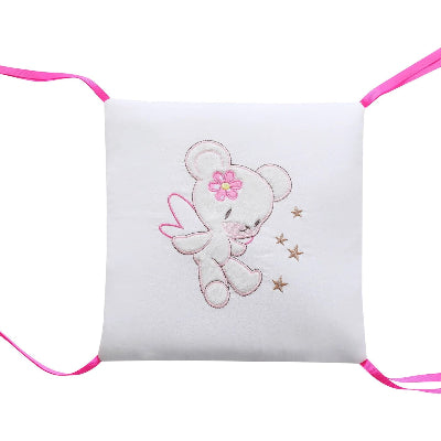 tour de lit pour bebe 1 coussin brode blanc