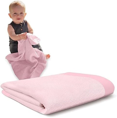 tour de lit respirant rose plie bebe avec couverture